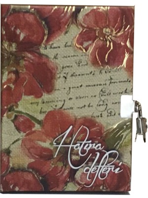 Keskin Color 120 Yaprak Kilitli ve Simli Hatıra Defteri Kırmızı Çiçek