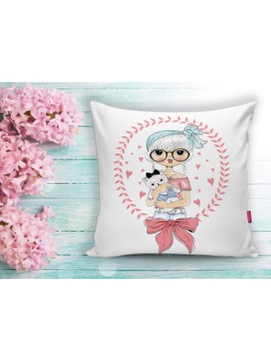 Realhomes Fashion Girl Dijital Baskılı Modern Yastık Kırlent Kılıfı