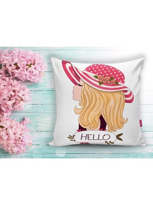 Realhomes Fashion Girl Dijital Baskılı Modern Yastık Kırlent Kılıfı