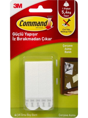 3M Command Orta Boy Cırt Cırt Bant 5,4 kg Taşıma Kapasitesi İz Bırakmadan Kolayca Çıkar