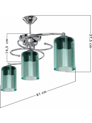 Modelight Işıl 3 Lü Avize Optik Yeşil Camlı