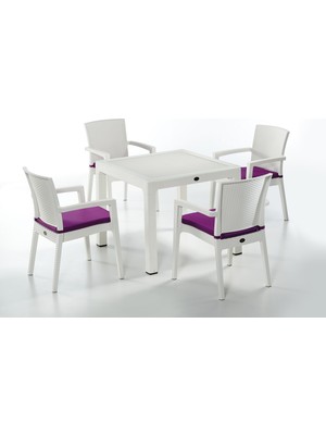 Novussi Zenit Camlı Minderli Set Beyaz