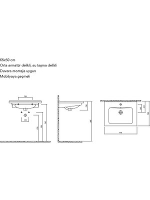 Kale Banyo Vale 65X50Cm Lavabo Delikli