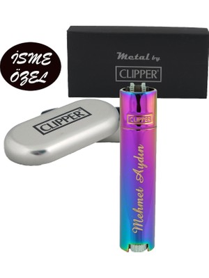 CLİPPER İsme Çakmak Metal Alaşım ile Metalik Gri Renk Özelleştirilebilir Hediye Seçeneği