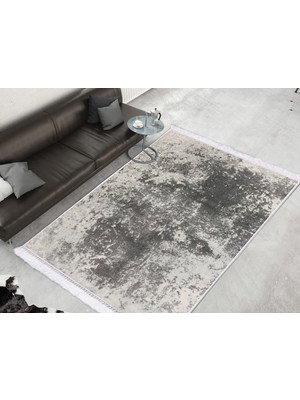 Dekoreko İpek Dijital Saçaklı Yıkanabilir Kaymaz Taban Halı 1898 Desen 1 80 x 120 Cm