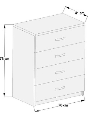 Aeka -1045 Açelya 4 Çekmeceli Şifonyer Beyaz