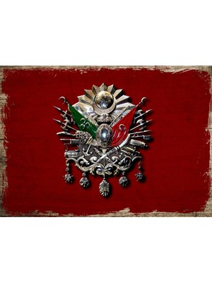 Cakasepetim Ahşap Tablo Kırmızı Zeminde Osmanlı Tuğrası
