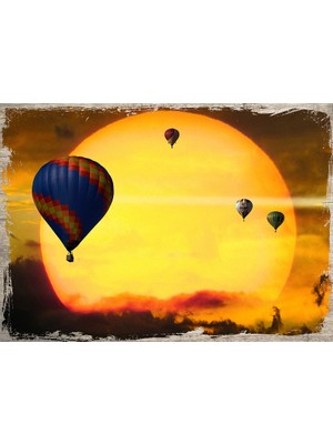 Cakasepetim Ahşap Tablo Ay Uçan Balonlar
