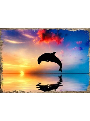 Cakasepetim Ahşap Tablo Yunus Balığı Gün Batımı