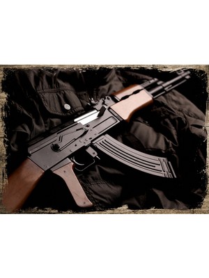 Tablomega Ahşap Tablo AK 47 Silah