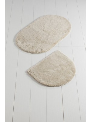 Chilai Home Colors Of Oval 2'li Set Kemik Banyo Halısı Yıkanabilir, Kaymaz Taban Akrilik
