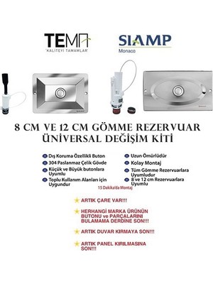 Tema Üniversal Değişim Kiti 8Cm (Parlak Krom) Küçük Panel