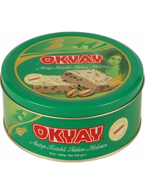 Okyay Antep Fıstıklı Tahin Helvası 840 g – Glikoz Şurubu İçermeyen, Türkiye Üretimi Doğal Teneke Kutu