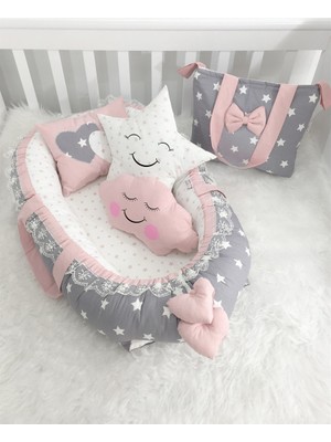 Jaju Baby Gri Minik Ve Büyük Yıldız Desenli Babynest Seti