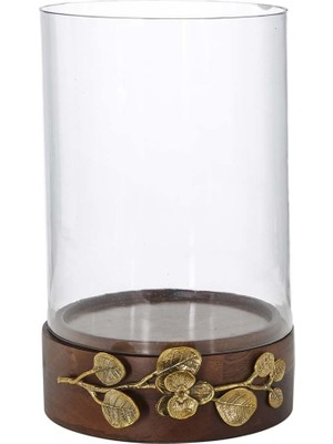 Vitale Diya Ahşap Çiçekli Mumluk Büyük Boy