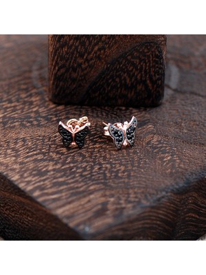 Sümer Telkari Kelebekli Rose Gümüş Küpe 2417