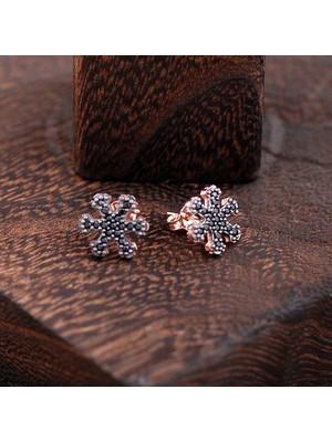 Sümer Telkari Kar Tanesi Rose Gümüş Küpe 2435