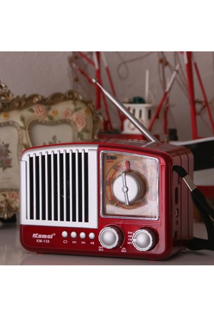 Zuccaciye Dekoratif Dijital Nostalji Radyo Kirmizi