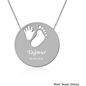 İndigo Takı Kişiye Özel İsimli Bebek El Ayak İzi Gümüş Kolye