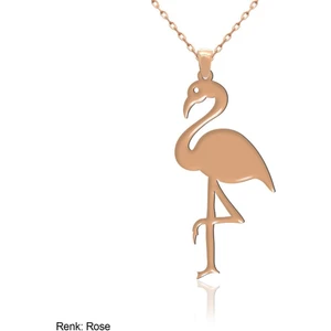 İndigo Takı Sade Flamingo Gümüş Kolye