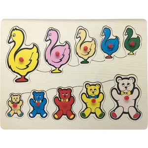10 Parça Ahşap Ördek ve Ayı Çocuk Frame Puzzle 30x22,5x0,8 cm