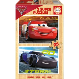 17173 - 2x25 Parça Cars 3 Ahşap Çocuk Puzzle