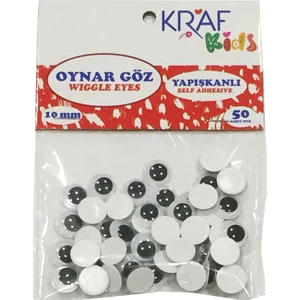 Kids Oynar Göz 10 Mm Yapışkanlı Siyah Renkli 50 Adet Eğlenceli Sanatsal Malzeme
