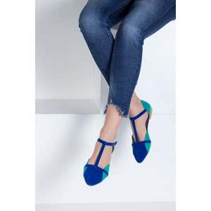 Fox Shoes Saks Mavi Su Yeşili Kadın Babet B726881802