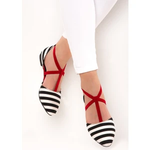 Fox Shoes Siyah Beyaz Kırmızı Kadın Babet D726537304