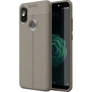 Case 4U Xiaomi Mi 8 - Mi8 Kılıf Rugan Armor Deri Görünümlü Yüksek Kalite Silikon Niss Gri