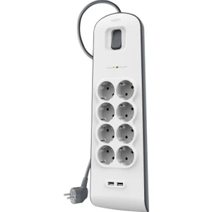 BSV804VF2M 8'li 2M Akım Korumalı Priz + 2x2.4A USB Girişi