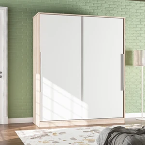 Kamer Ae-4001 Zambak Sürgü Kapaklı 2 Çekmeceli Gardırop - Beyaz Meşe