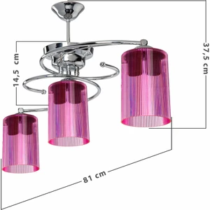 Işıl 3 Lü Avize Optik Pembe Camlı