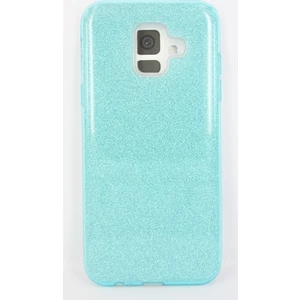 Case 4U Samsung Galaxy A6 2018 Kılıf Çift Katmanlı Simli Shining Sert Silikon Arka Kapak Turkuaz