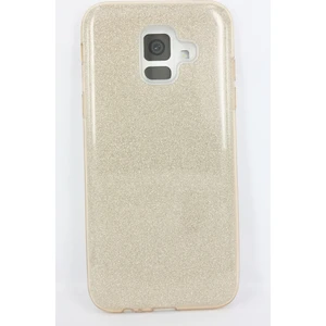 Case 4U Samsung Galaxy A6 2018 Kılıf Çift Katmanlı Simli Shining Sert Silikon Arka Kapak Altın