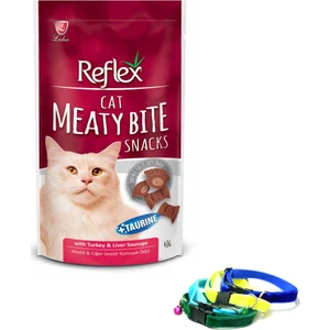 Hindili ve Ciğerli Yumuşak Kedi Ödülü 40 Gr ve Kedi Tasması