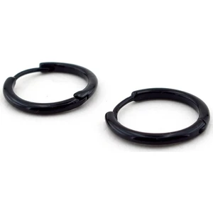 Yuvarlak Hatlı 18Mm Çap Siyah Çelik Erkek Küpe Halka E557