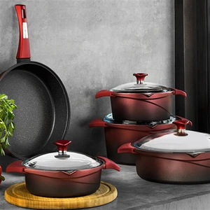Flipper 9 Parça Gusto Döküm Tencere Takımı - Bordo