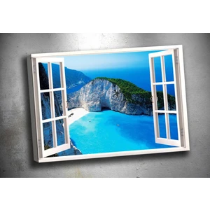 Pnc8 Rüya Koyu Sahil Açılır Pencere Görünümlü Kanvas Tablo 70 x 100 cm