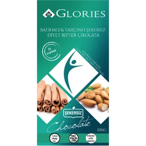Glories Diyet Badem Tarçın Bitter Çikolata 100 Gr