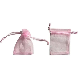 Tül Kese Sade Pembe Kına Gecesi Çerez Kesesi 7cm*9cm 25 Adet