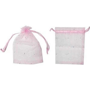 Tül Kese Taşlı Pembe Kına Gecesi Çerez Kesesi 11cm*14cm 25 Adet