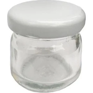 Kavanoz 30 Adet Mini Cam Kavanoz Bal Kavanoz Bebek Nikah Şekeri Beyaz Kapak 40 cc 4,2 cm* 5 cm