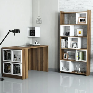 Variant Mobilya Box Çalışma Masası Ve Kitaplık Takımı - Ceviz / Beyaz
