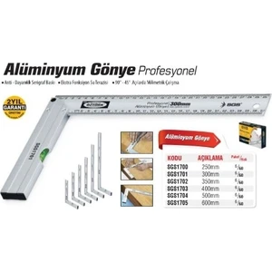 Profesyonel Alüminyum Gönye 50Cm Sgs1704 (1 Adet)