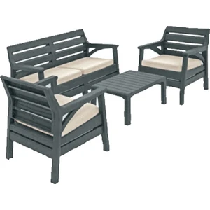 HK-800 Miami Set Bahçe Mobilyası - Balkon Seti-grafit siyah