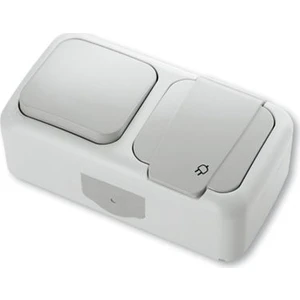 Palmiye Yatay İkili Kombine Anahtar + Topraklı Priz