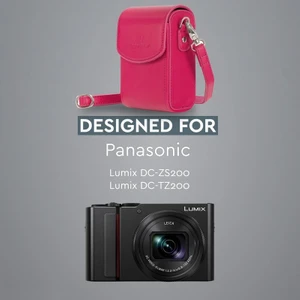 MegaGear Panasonic ZS200, DC-TZ200 Suni Deri Dikey Kamera Çantası