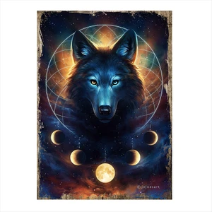 Ahşap Tablo Kurt Dreamcatcher