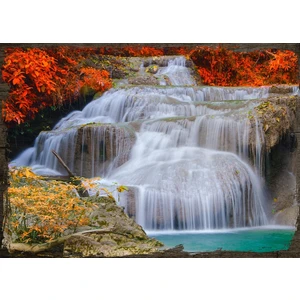 Ahşap Tablo Şelale Sonbahar